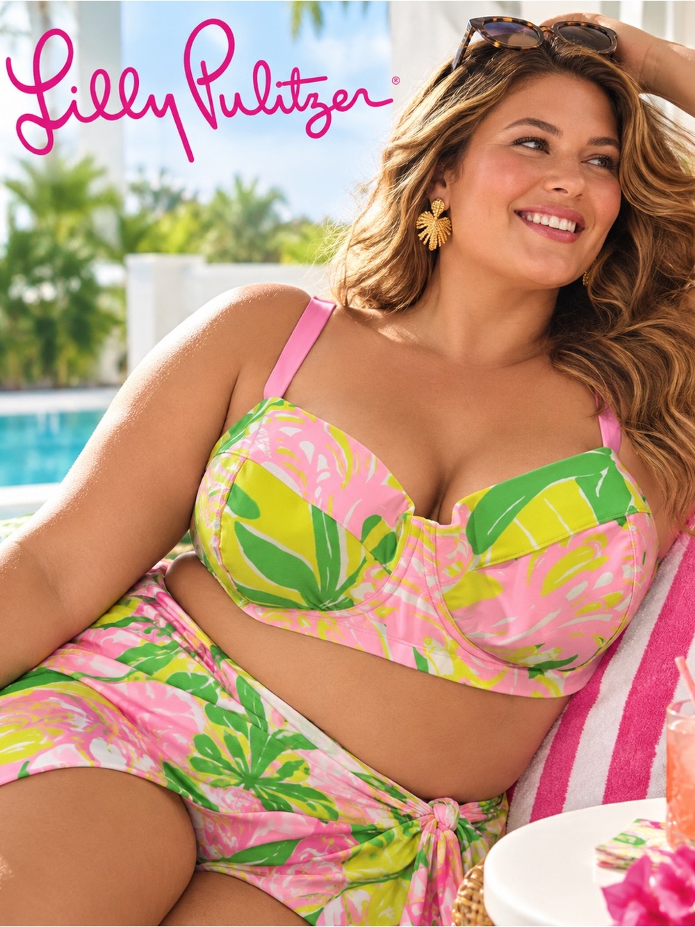NWT Lilly Pulitzer for Target Fan Dance Underwire Bikini Top 24W